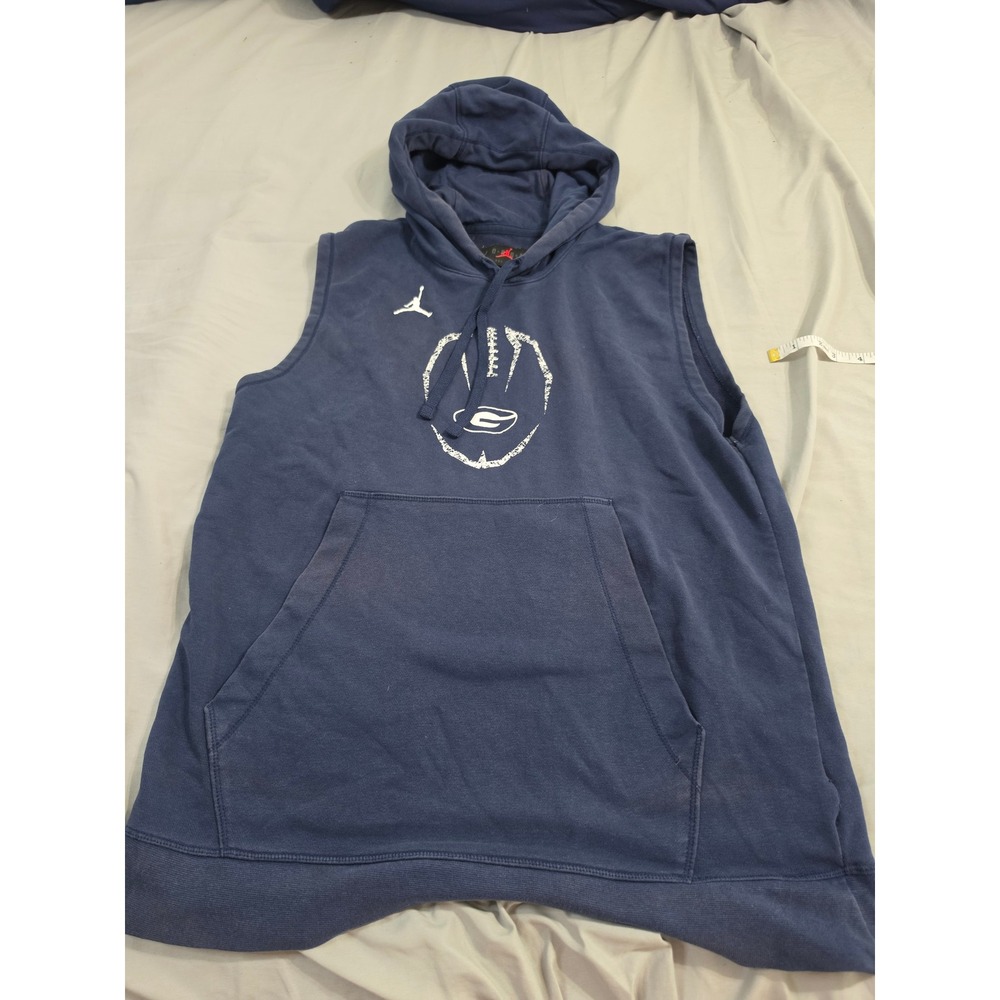 Jordan Georgetown Hoyas Sleeveless Hoodie Navy Blue Dri-FIT Mens Medium